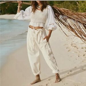 FREE People linen blend Sky Rider Drop Crotch Pants
